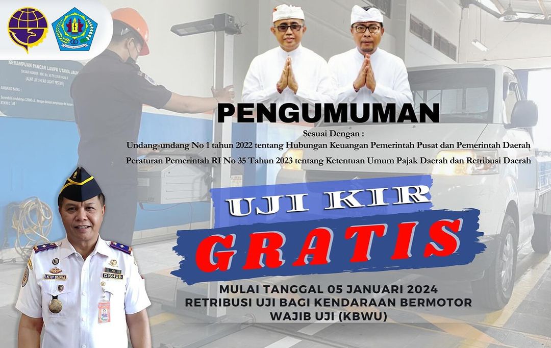 Retribusi Gratis Tanpa Dipungut Biaya Bagi Kendaraan Bermotor Wajib Uji (KBWU) 