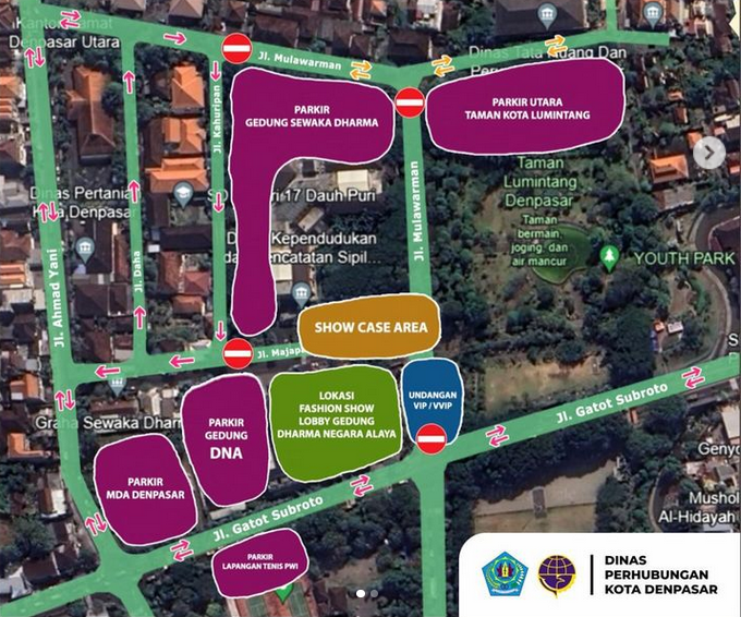 Penutupan Arus Lalu Lintas Seputaran Taman Kota Lumintang Tanggal 7 - 8 Juni 2024 Dalam Rangka DFS (Denpasar Fashion Street)